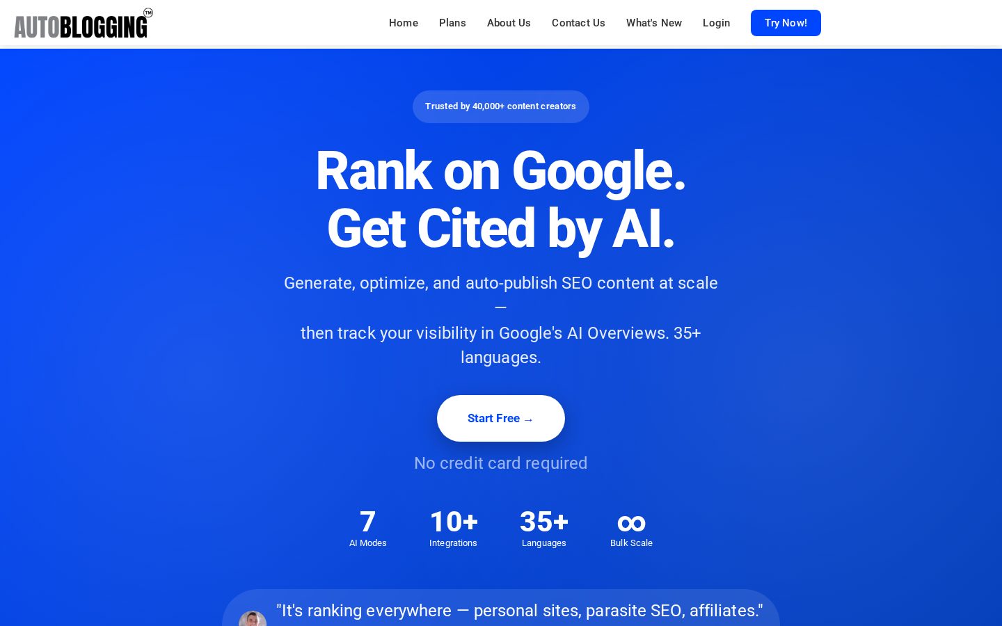 Autoblogging AI Homepage