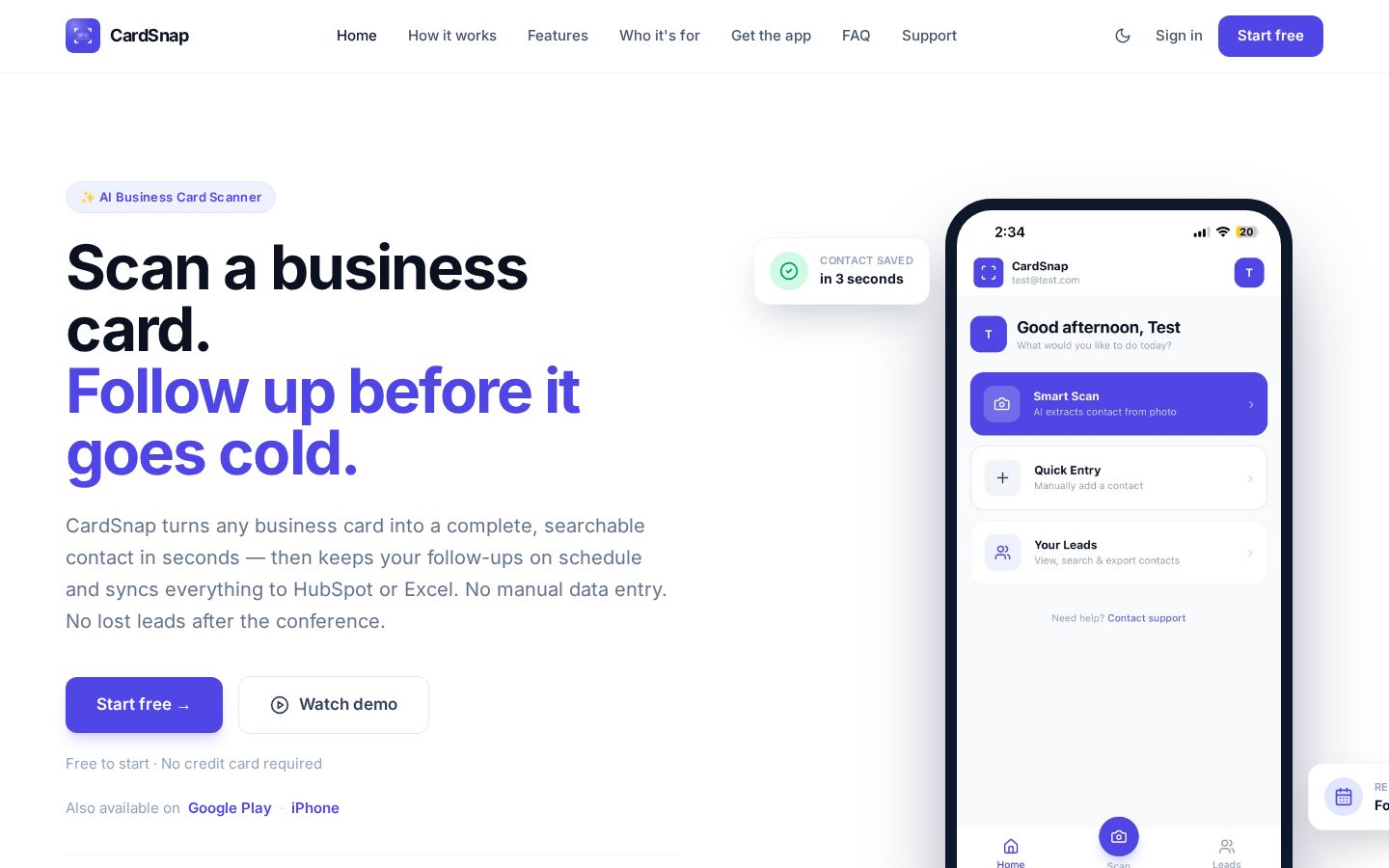Autocard AI Homepage