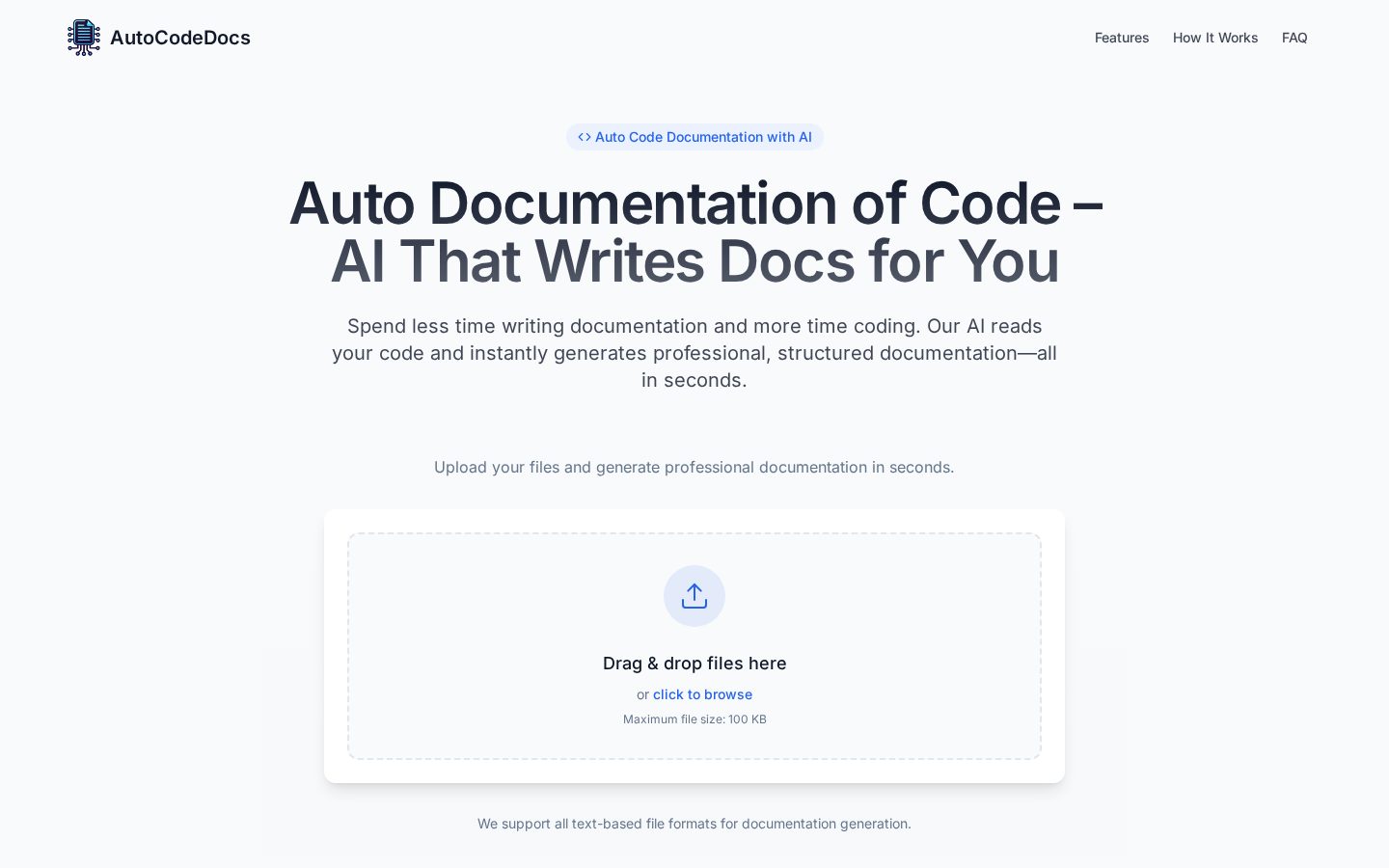 AutoCodeDocs.ai Homepage