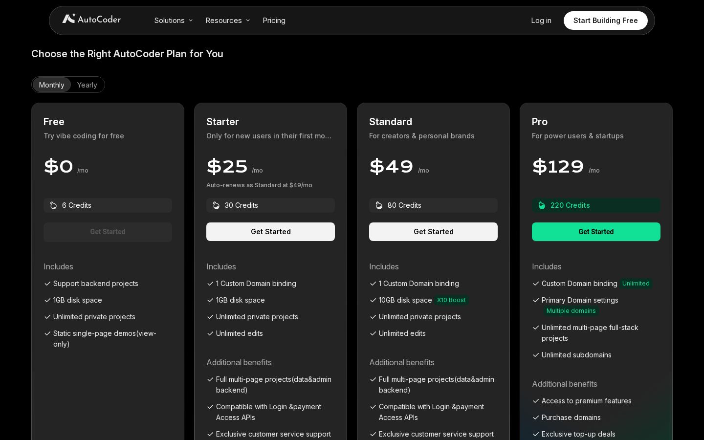 AutoCoder.cc Pricing