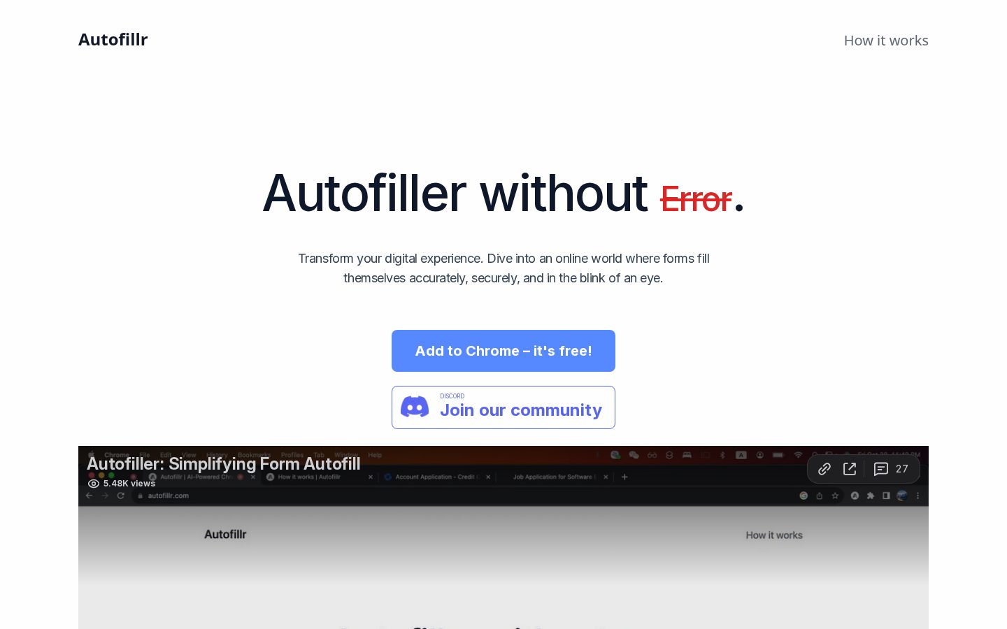 Autofillr Homepage