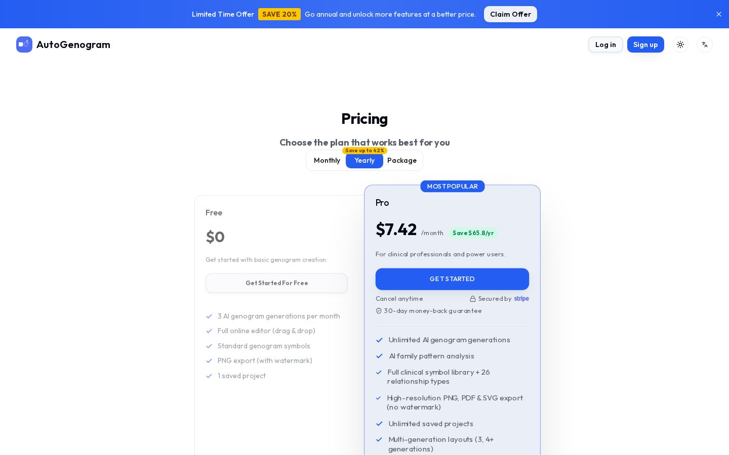 AutoGenogram Pricing