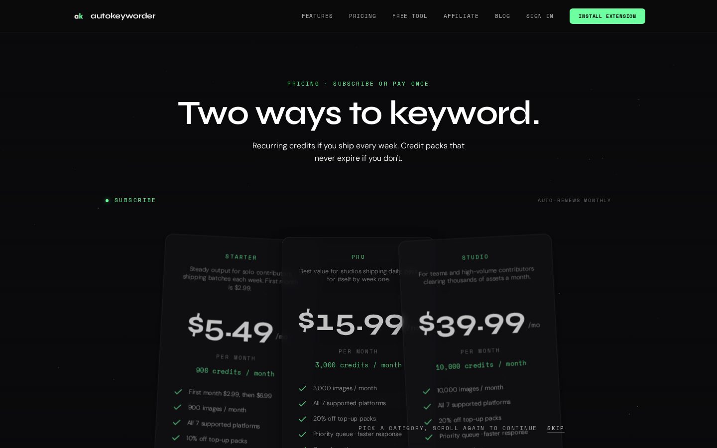 Autokeyworder Pricing