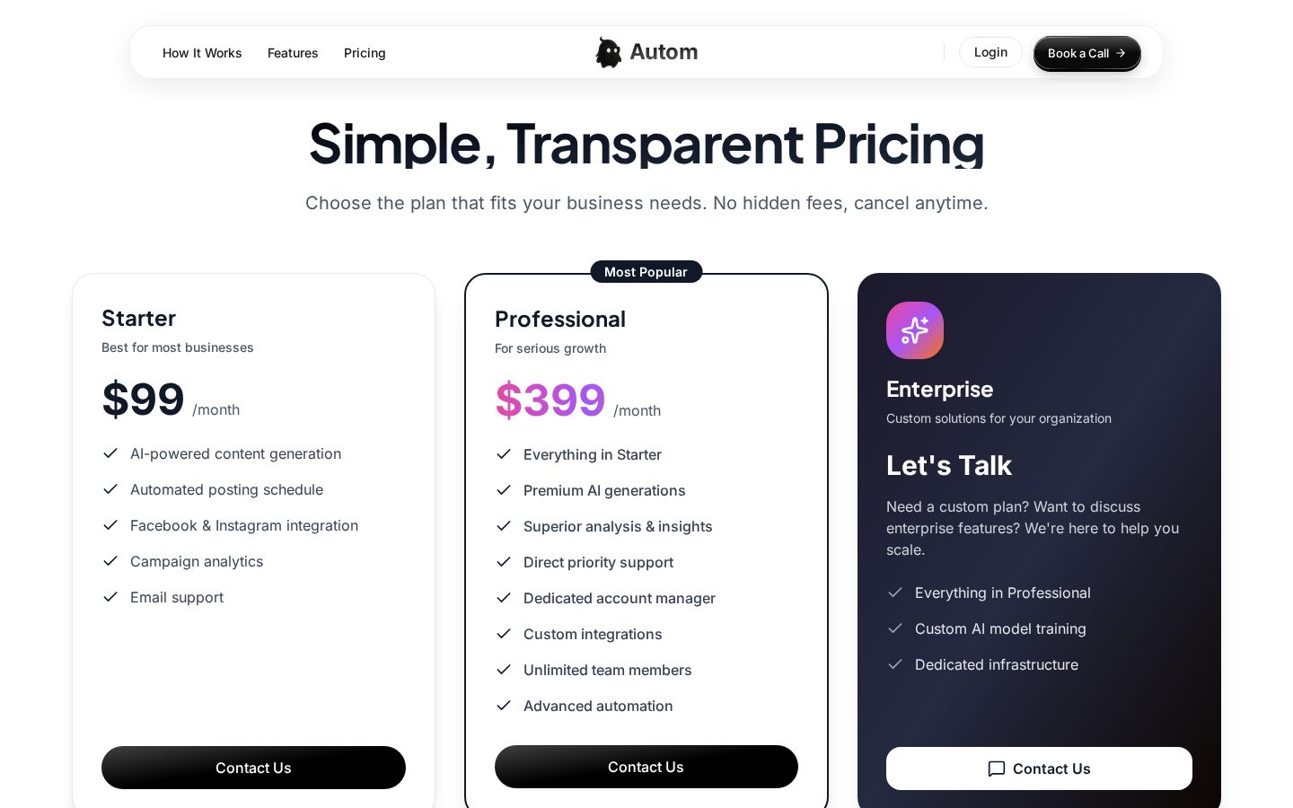 Autom Pricing