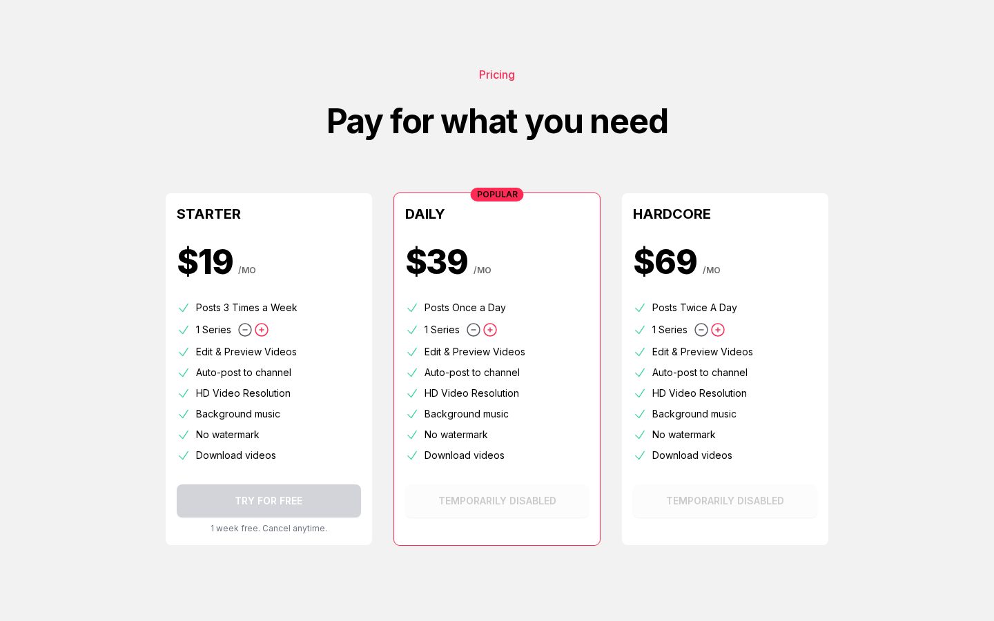 Automaticshorts Pricing