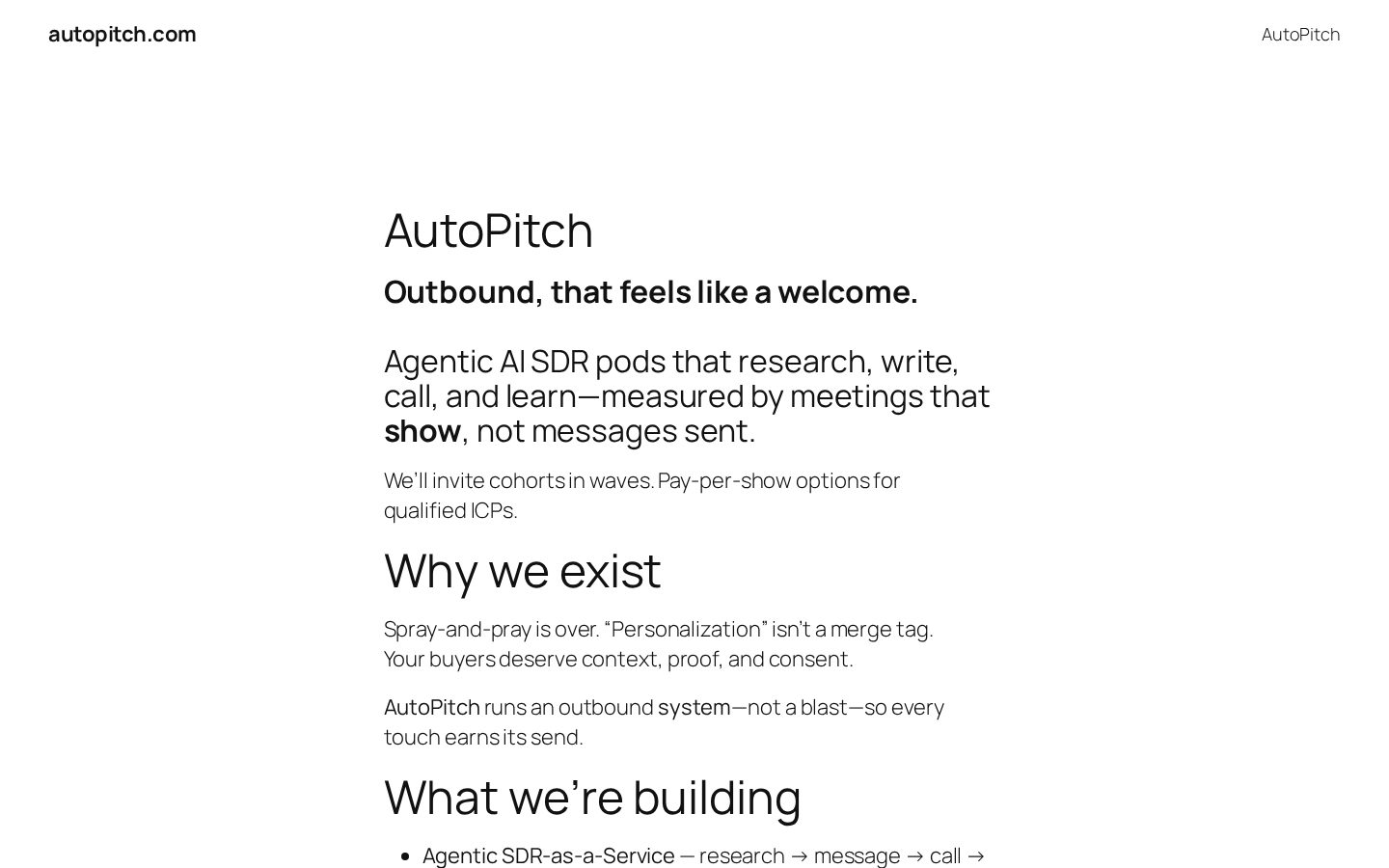 AutoPitch Homepage