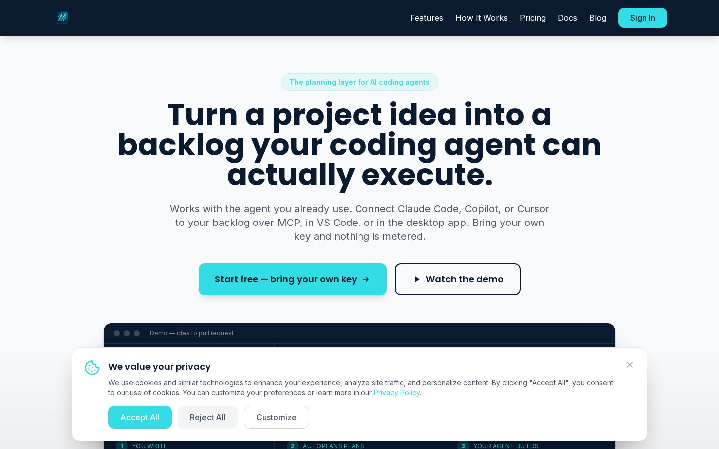 autoplans.dev Homepage