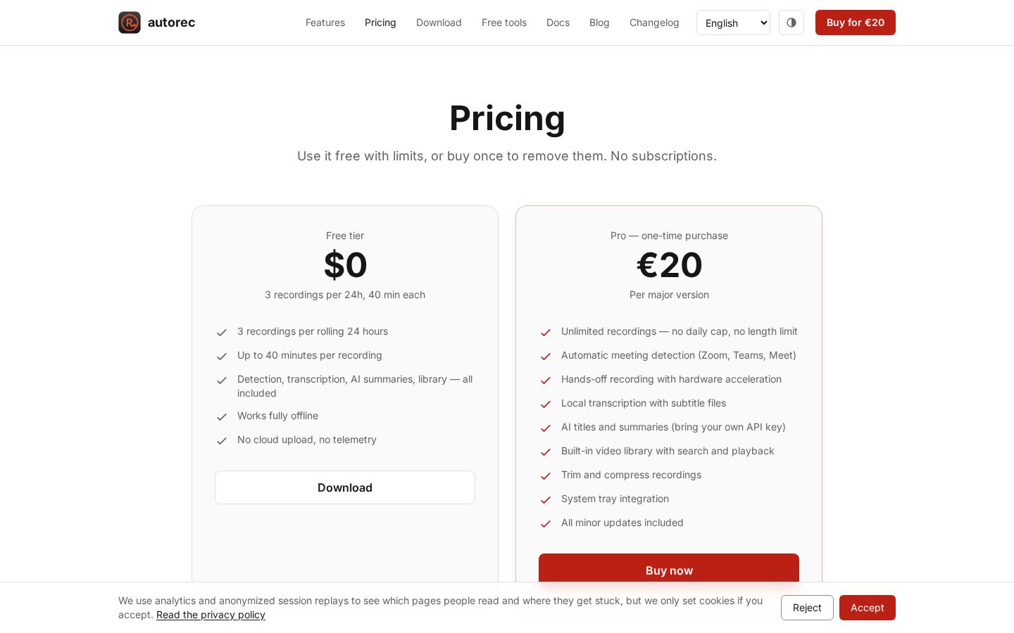 AutoRec Pricing