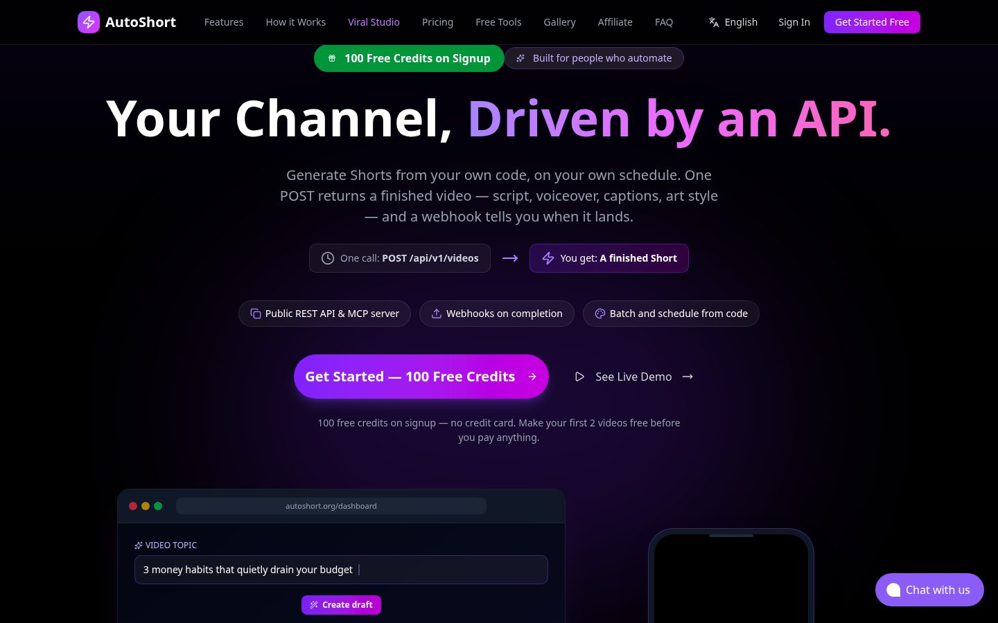AutoShort Homepage