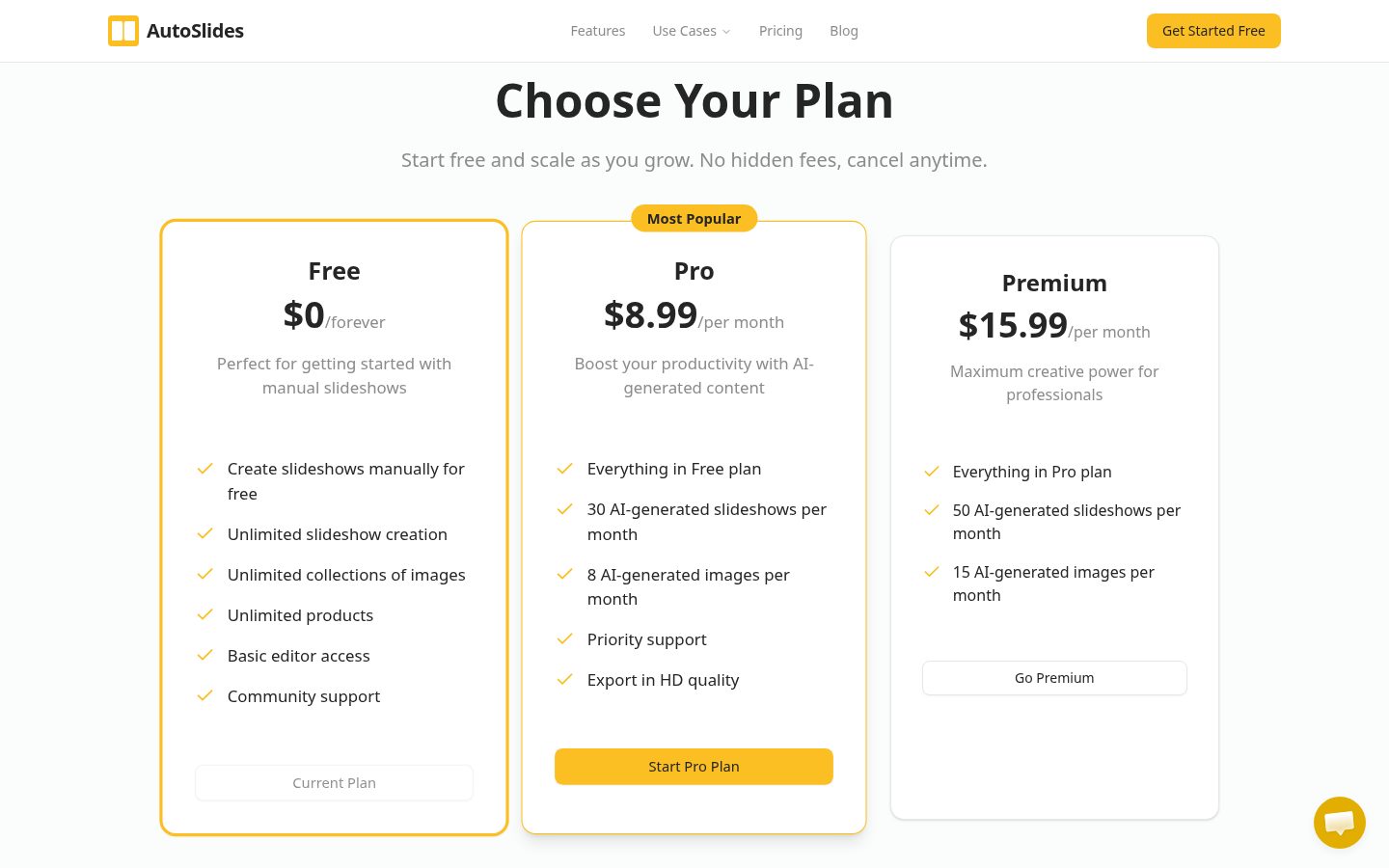 AutoSlides Pricing
