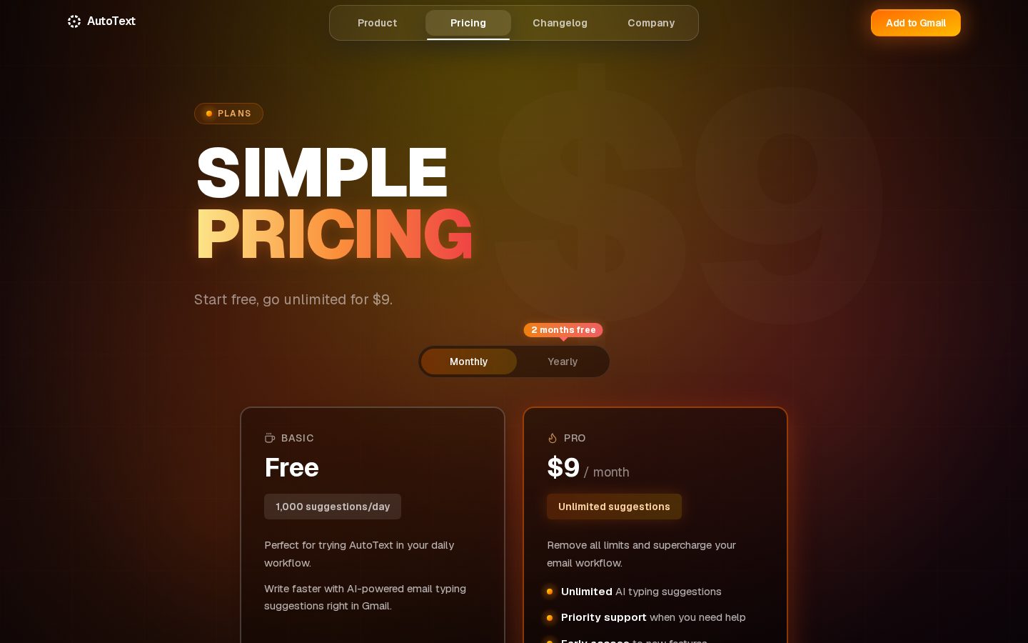 AutoText Pricing