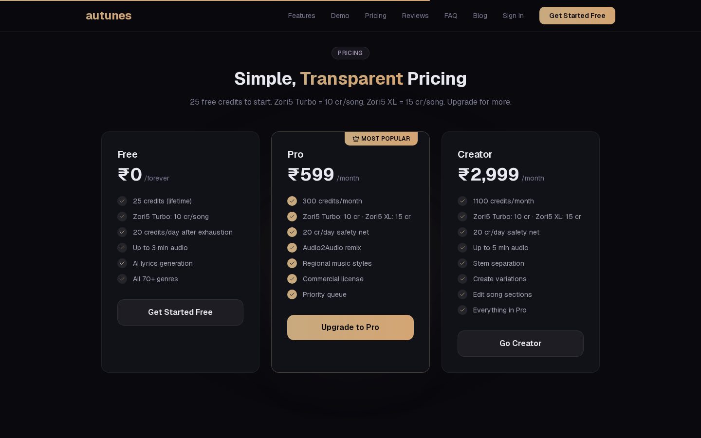 Autunes Pricing