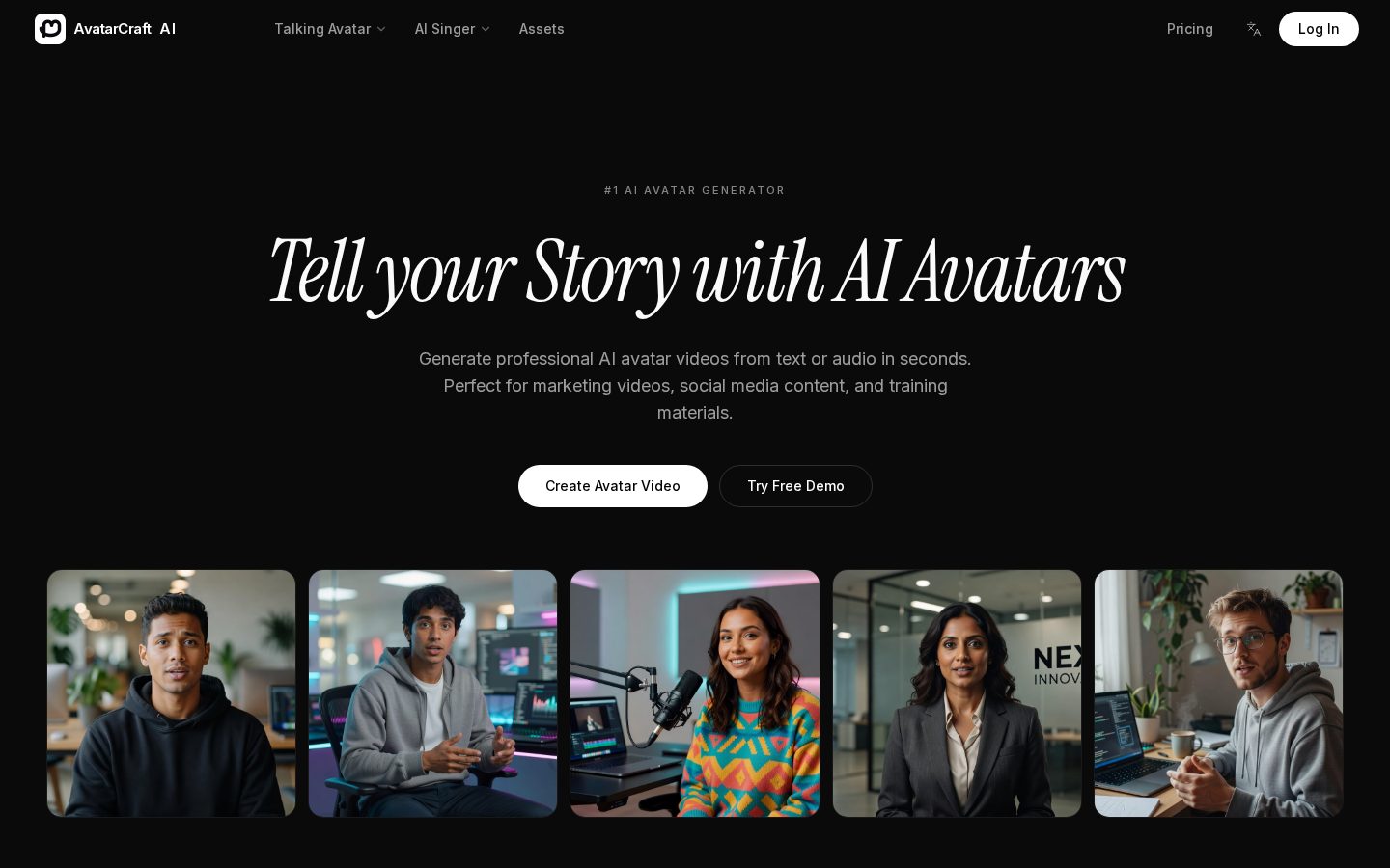 Avatar Craft AI Homepage