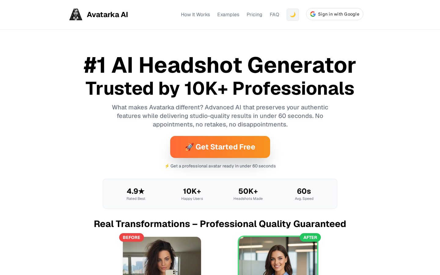 Avatarka AI Homepage
