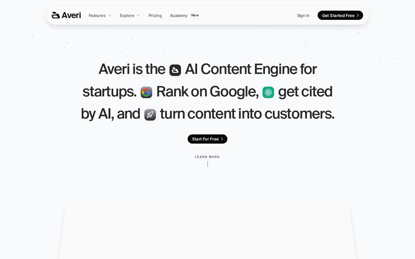 Averi AI Homepage