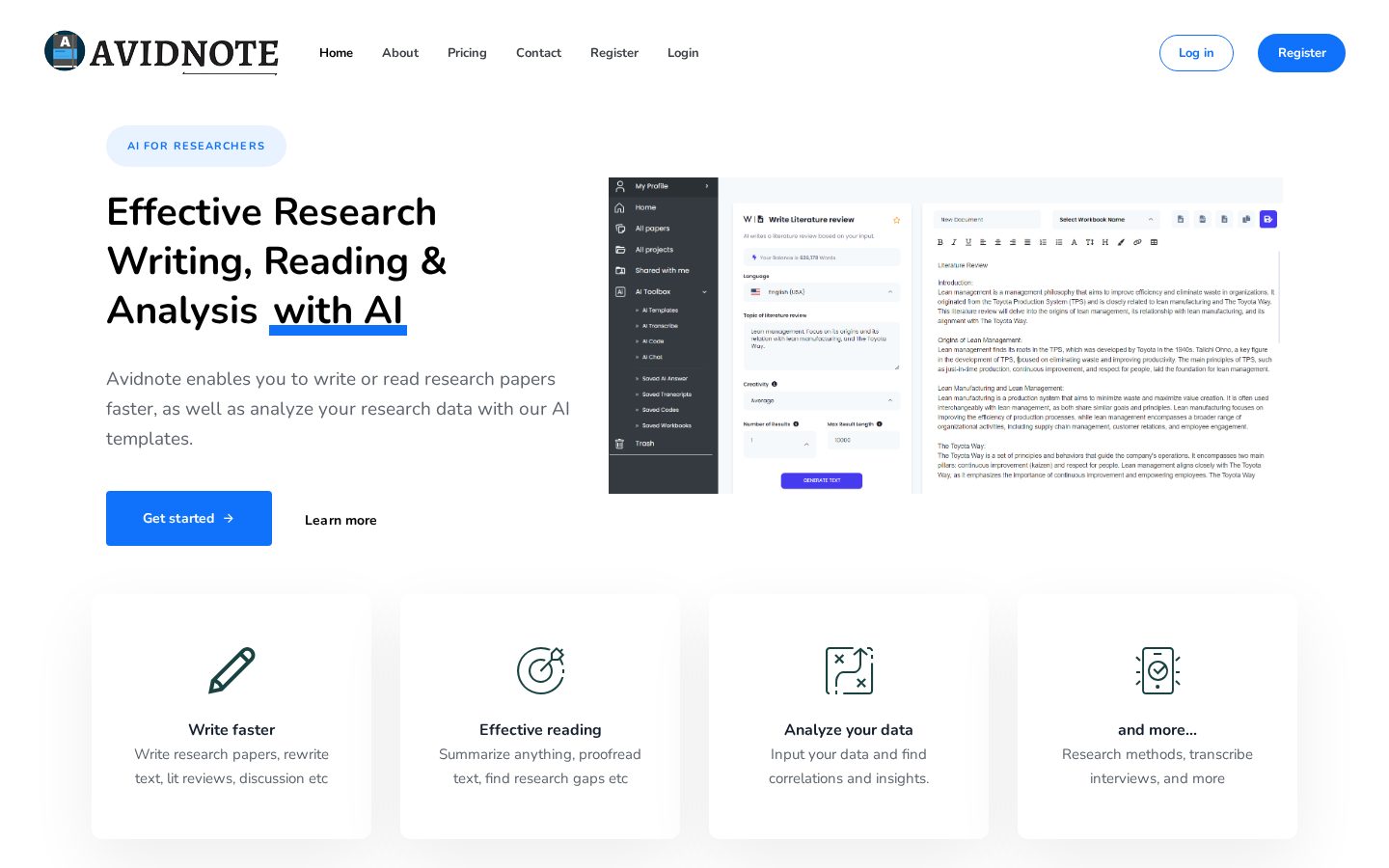 Avidnote Homepage