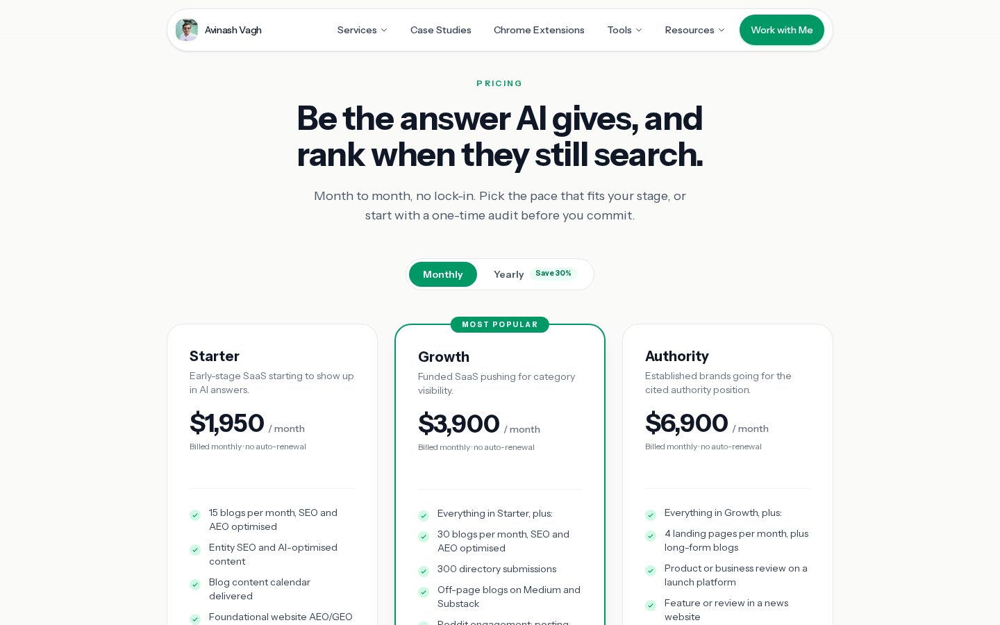 Avinash Vagh Pricing