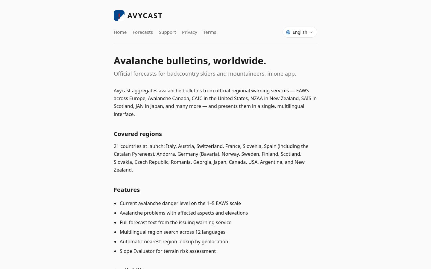 Avycast Homepage