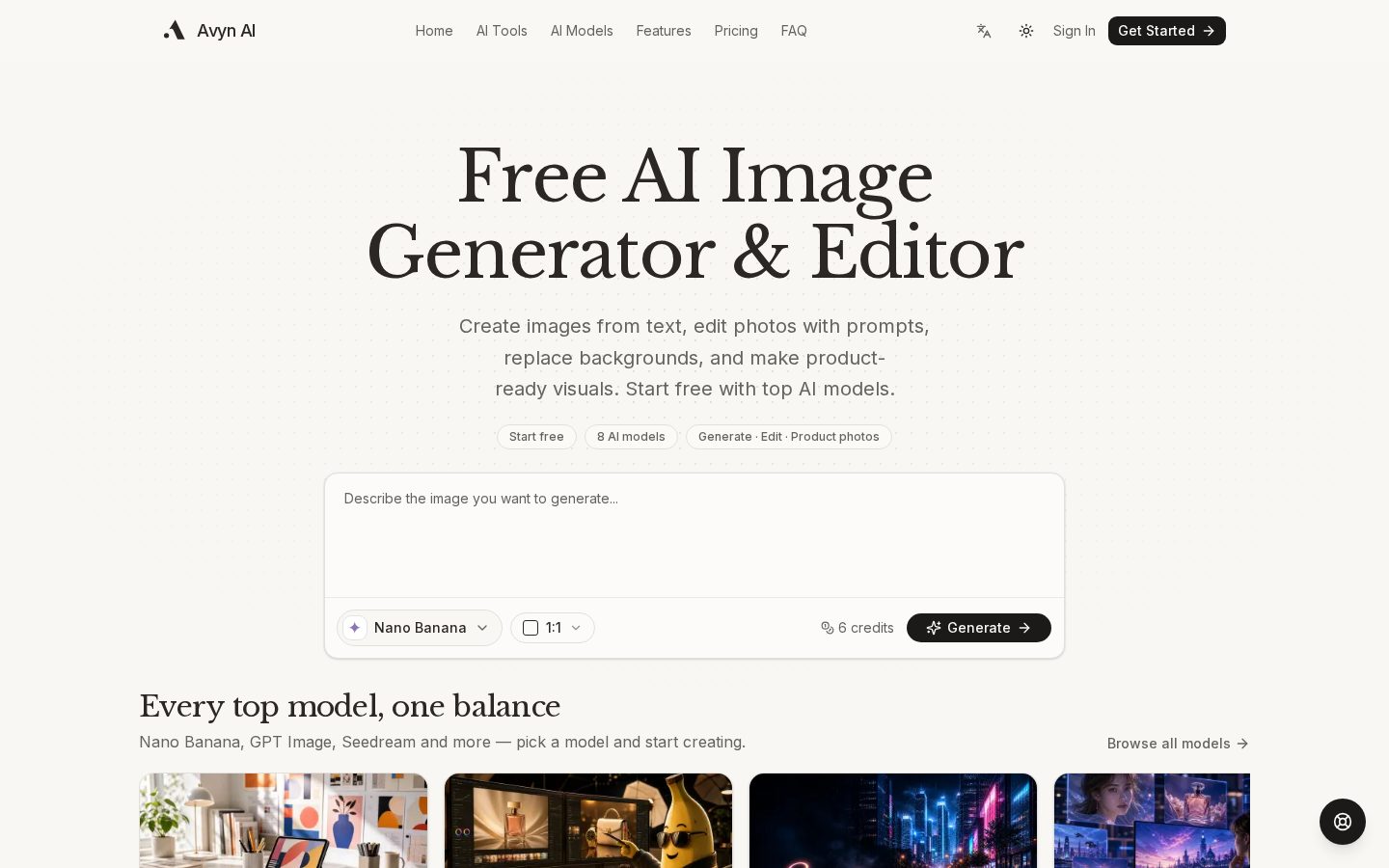 Avyn AI Homepage