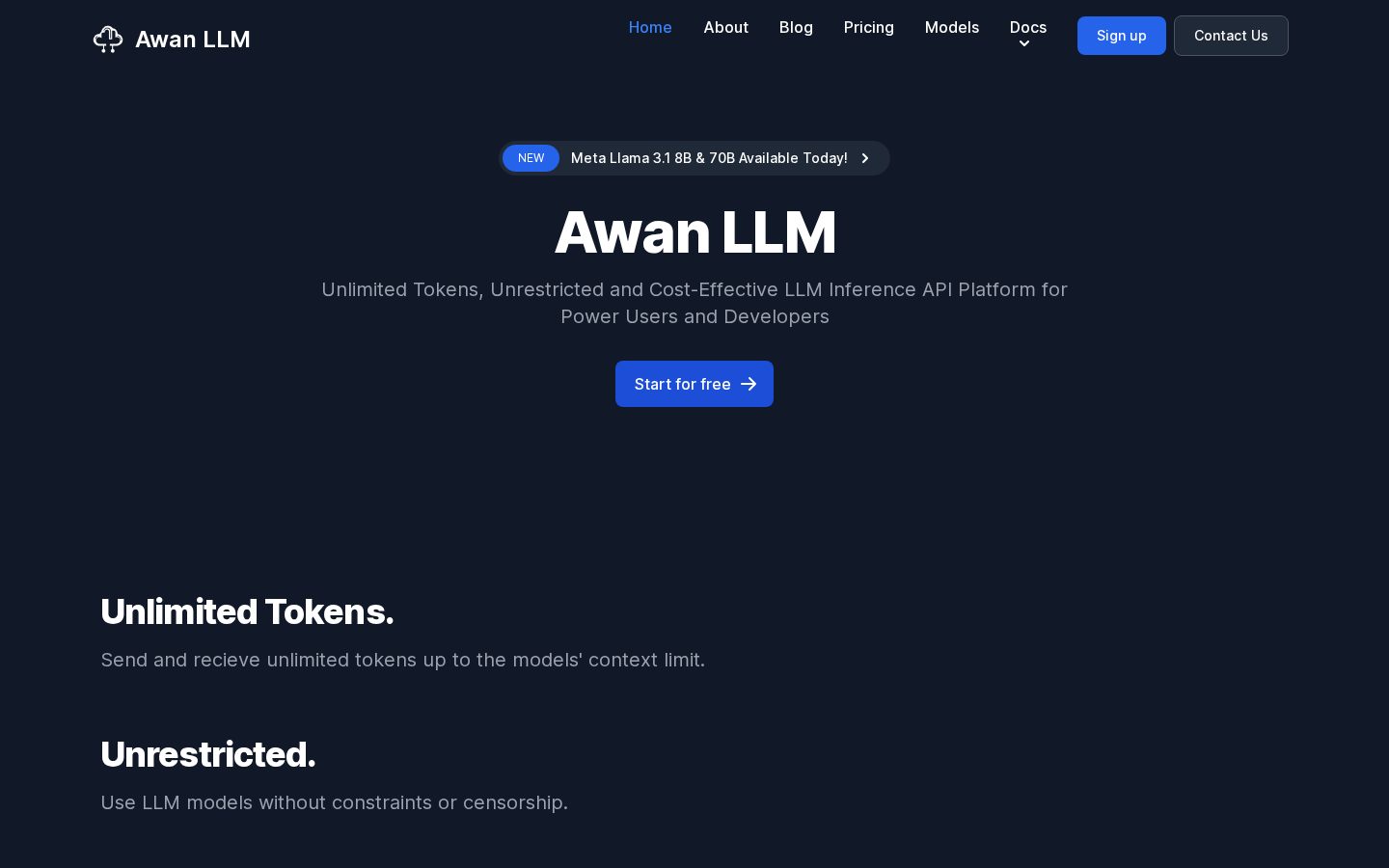 Awan LLM Homepage