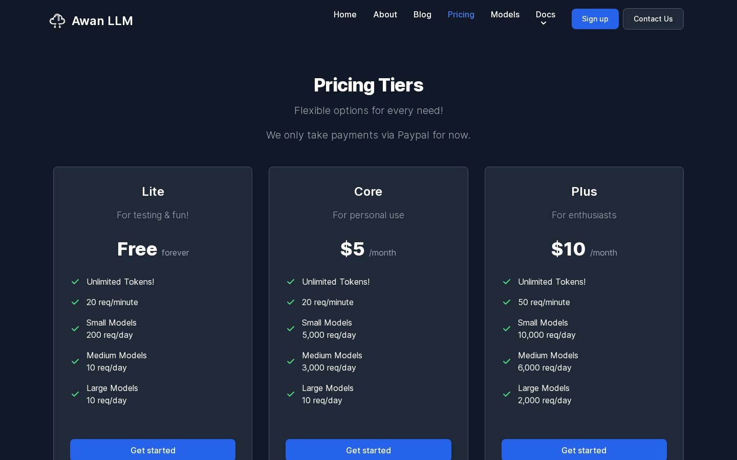 Awan LLM Pricing