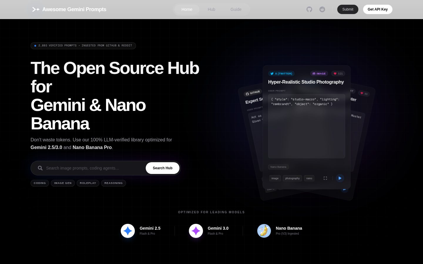 Awesome Gemini Prompts Homepage