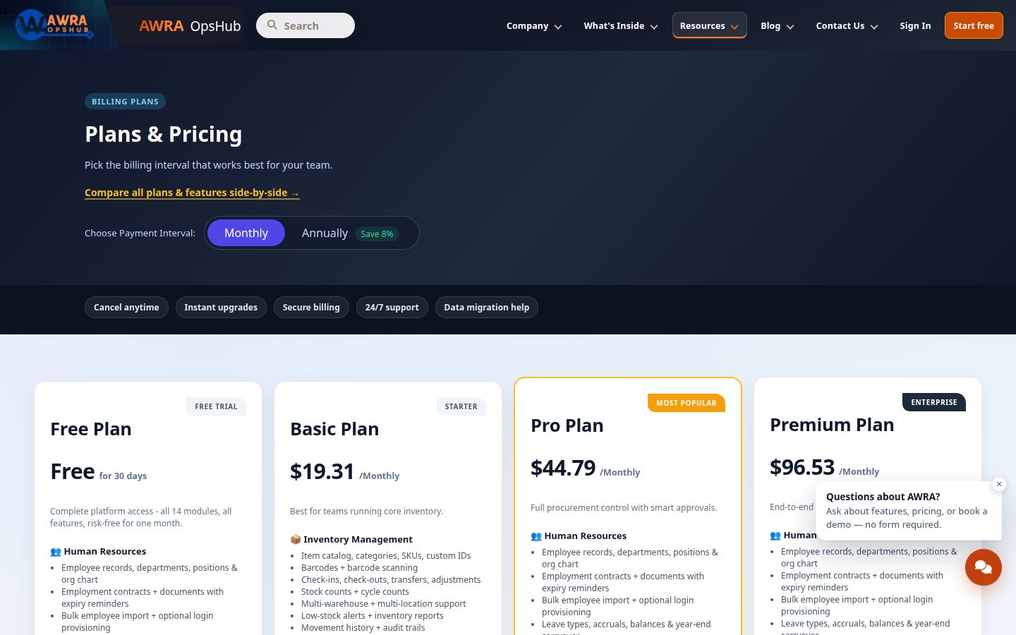 AWRA OpsHub Pricing