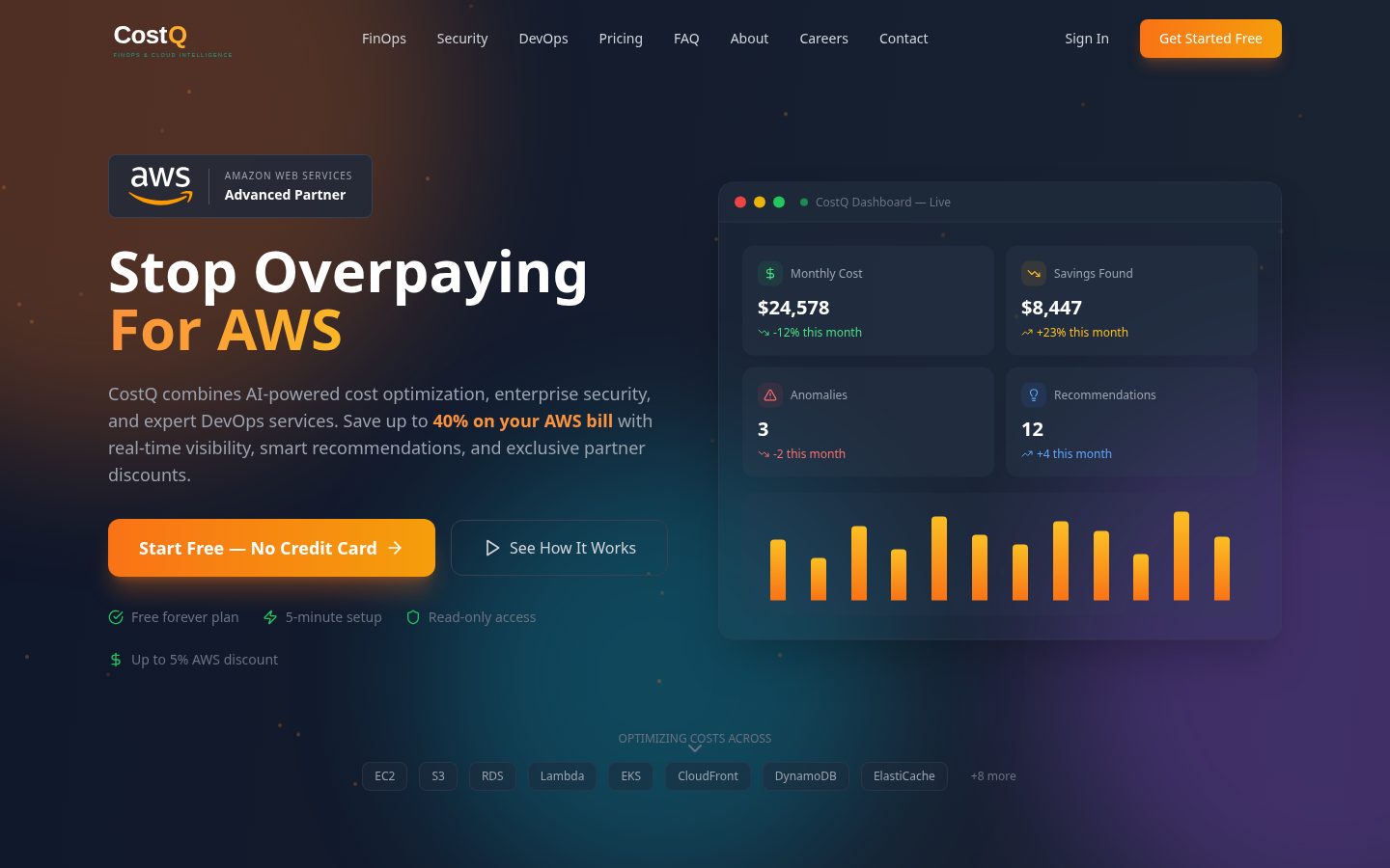 AWS Cost reducer Homepage