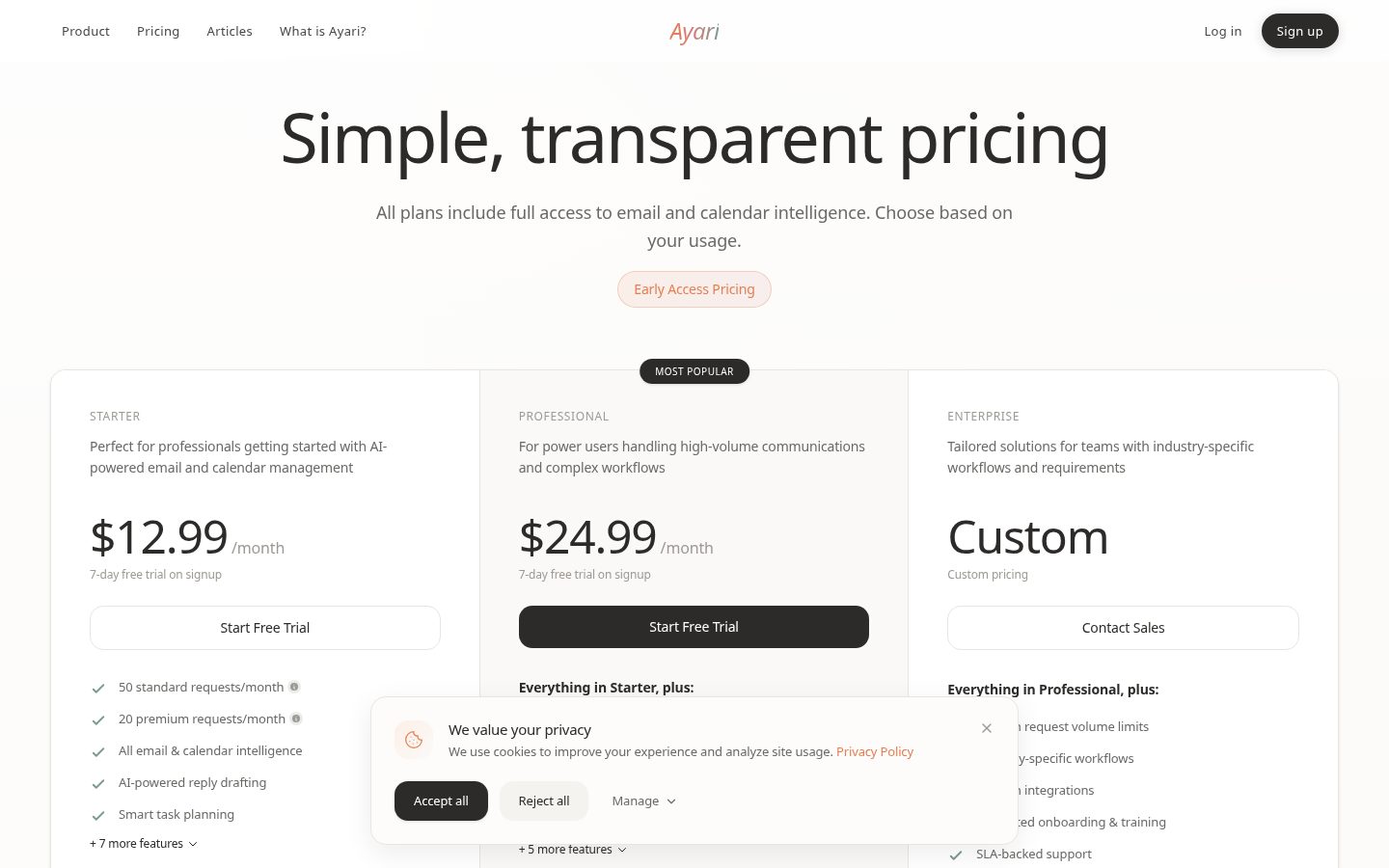 Ayari Pricing