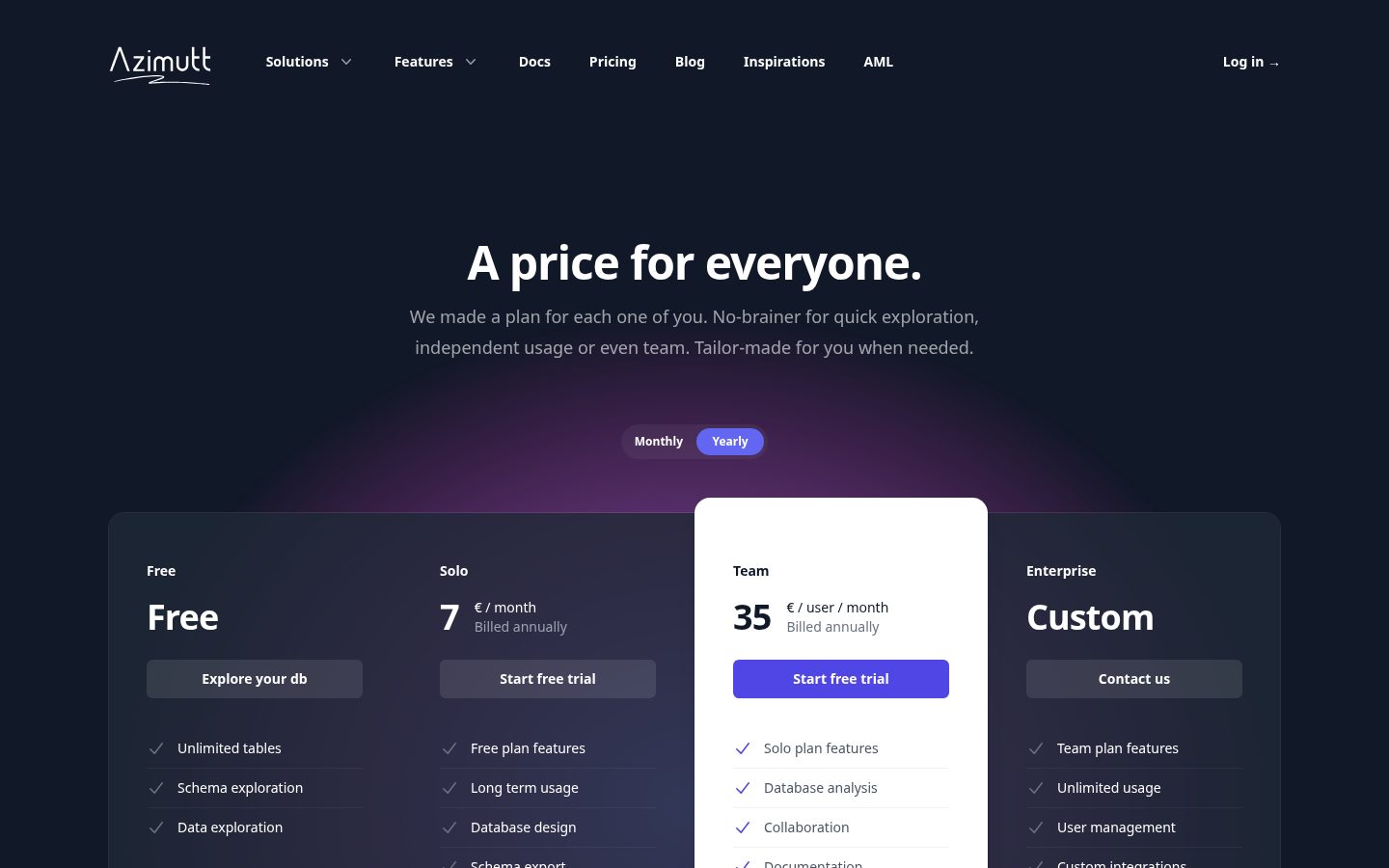 Azimutt Pricing
