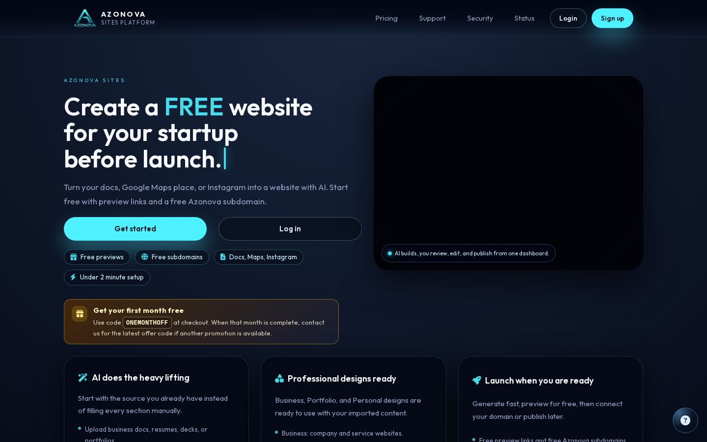 Azonova Sites Homepage