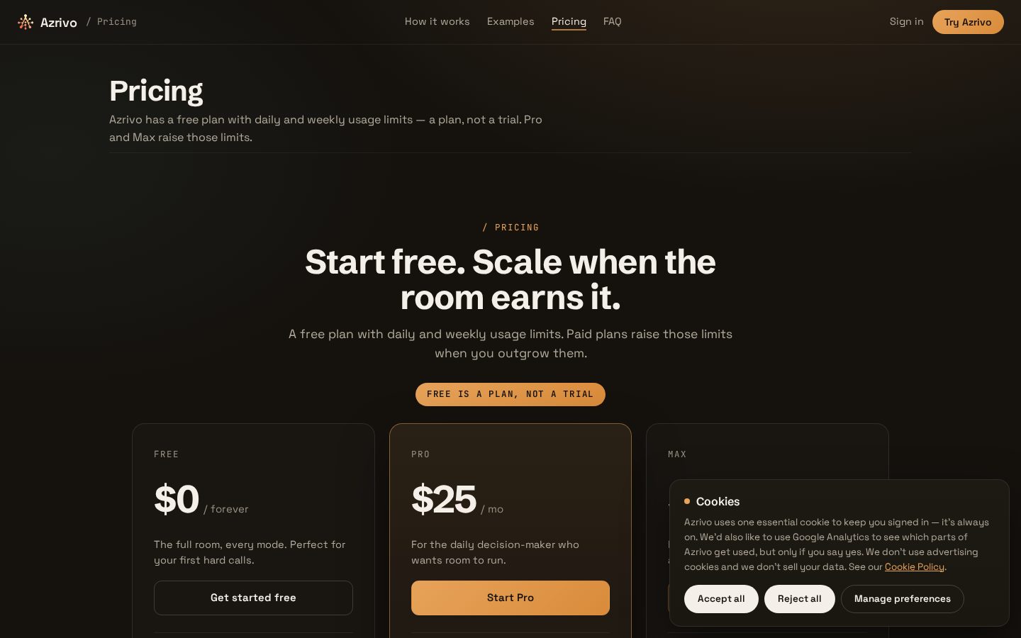 Azrivo Pricing