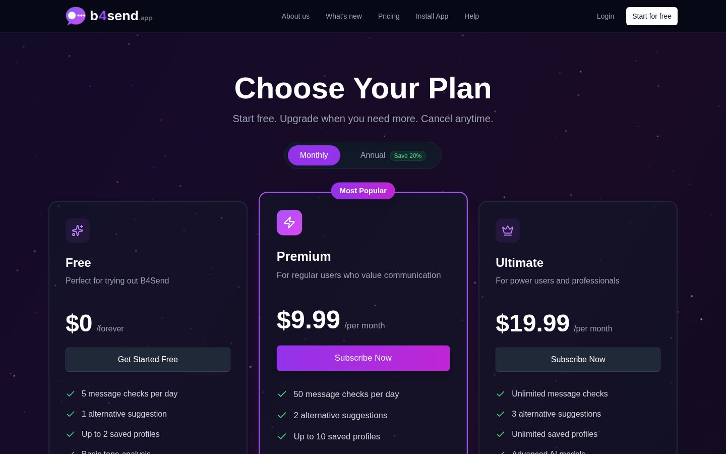 B4Send Pricing