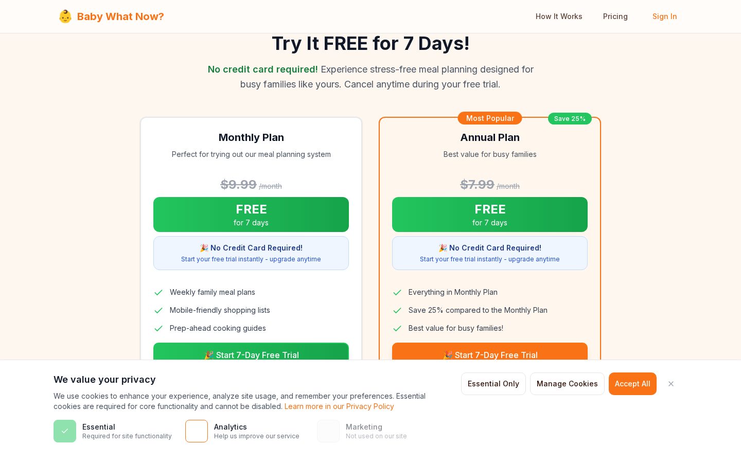 babywhatnow Pricing