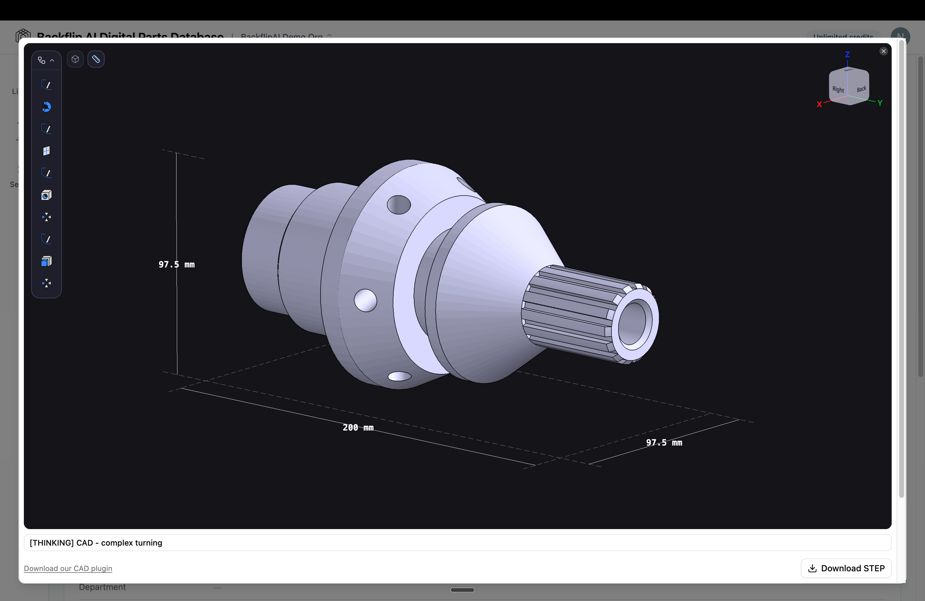 A reconstructed CAD model in Backflip