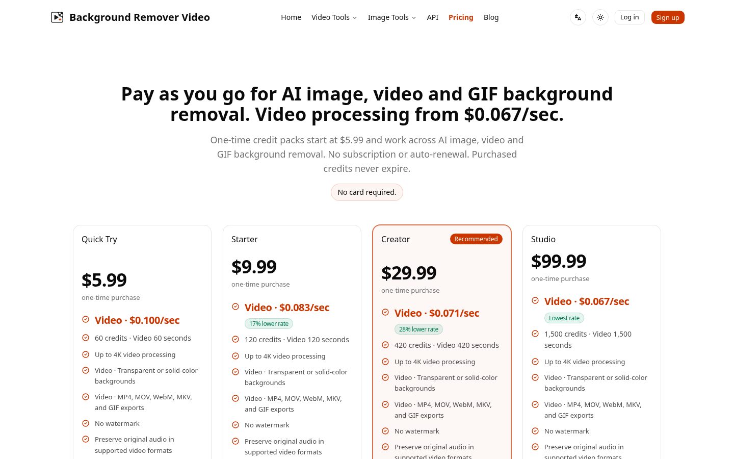 Background Remover Video Pricing