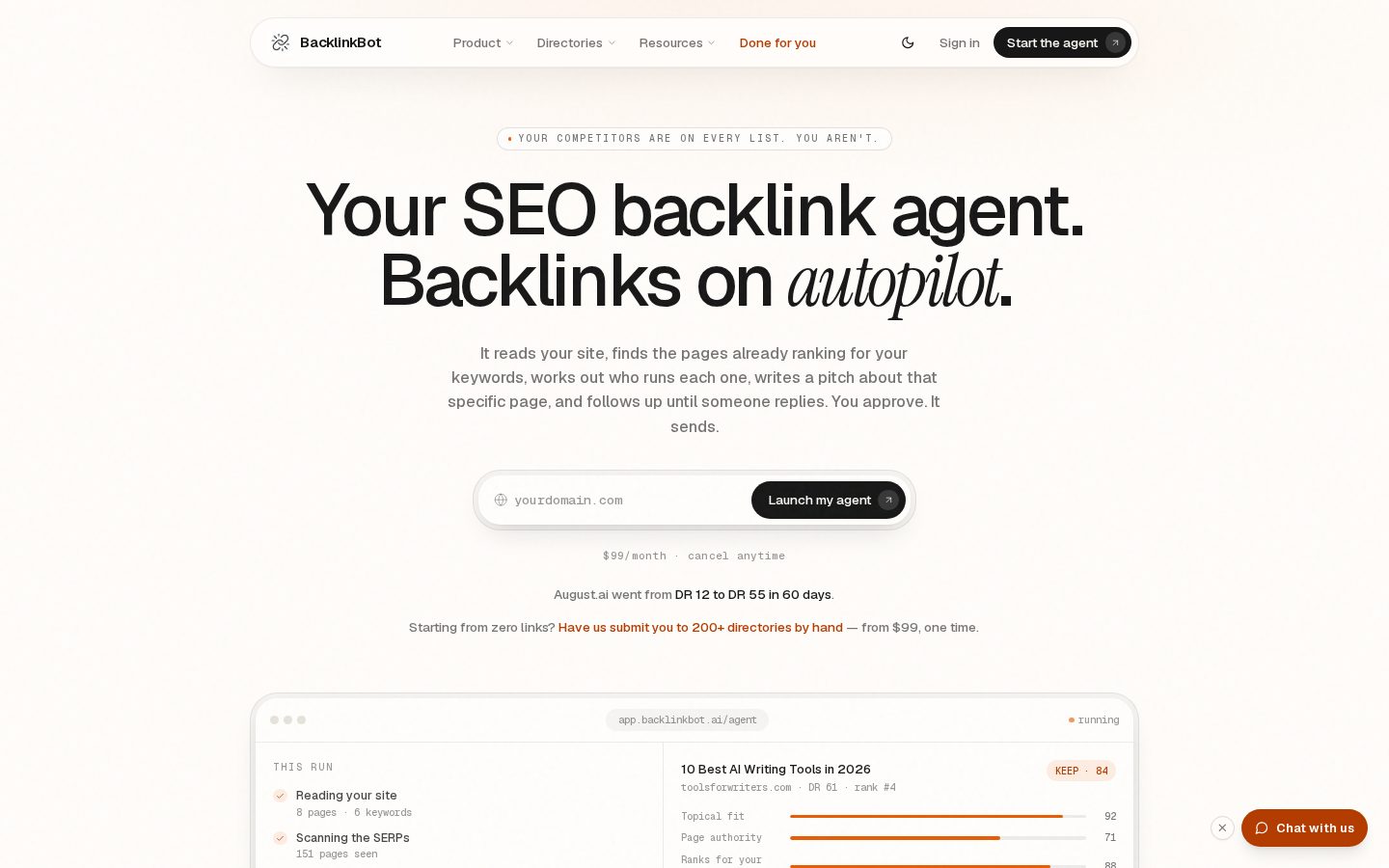 BacklinkBot AI Homepage