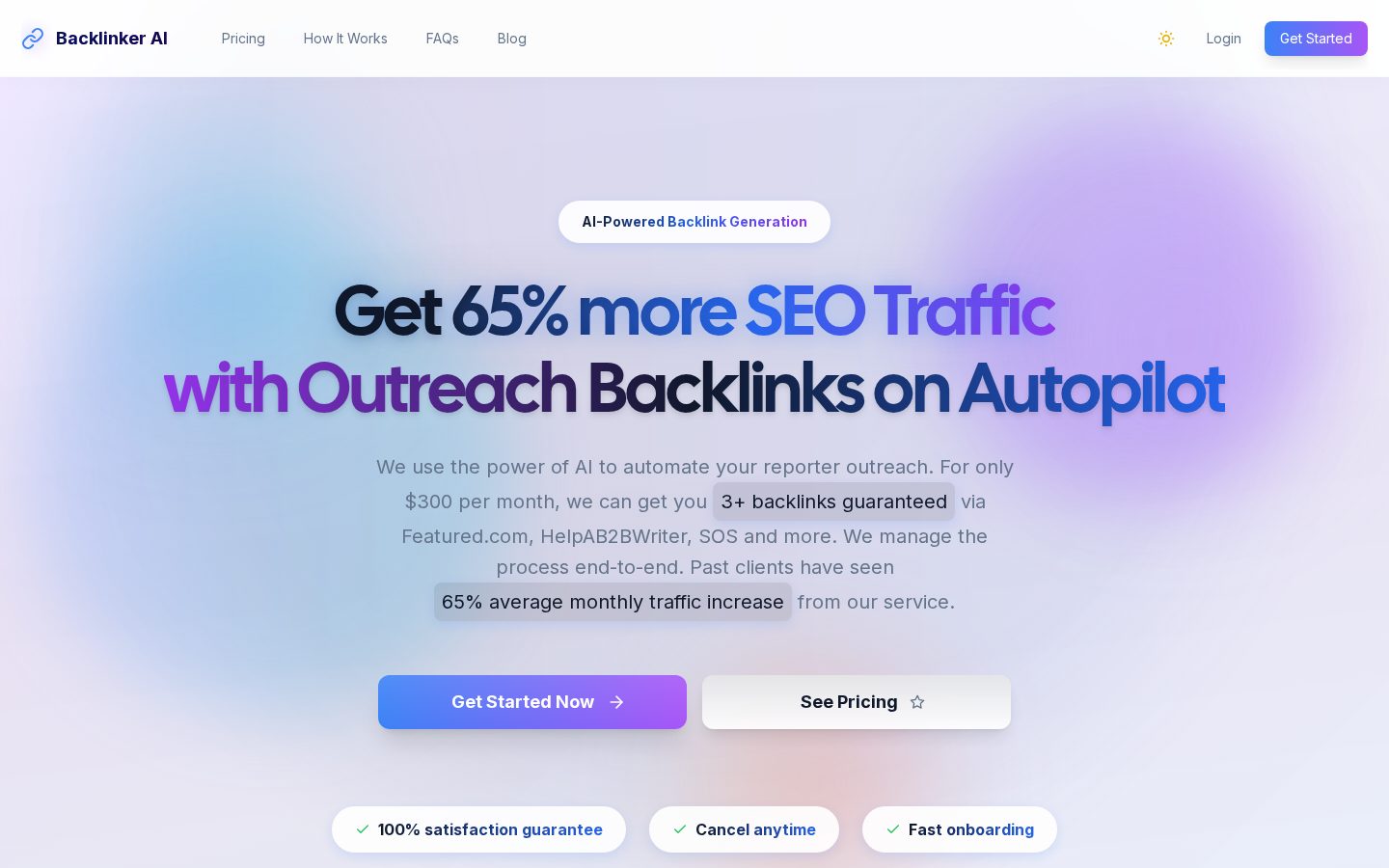 Backlinker AI Homepage