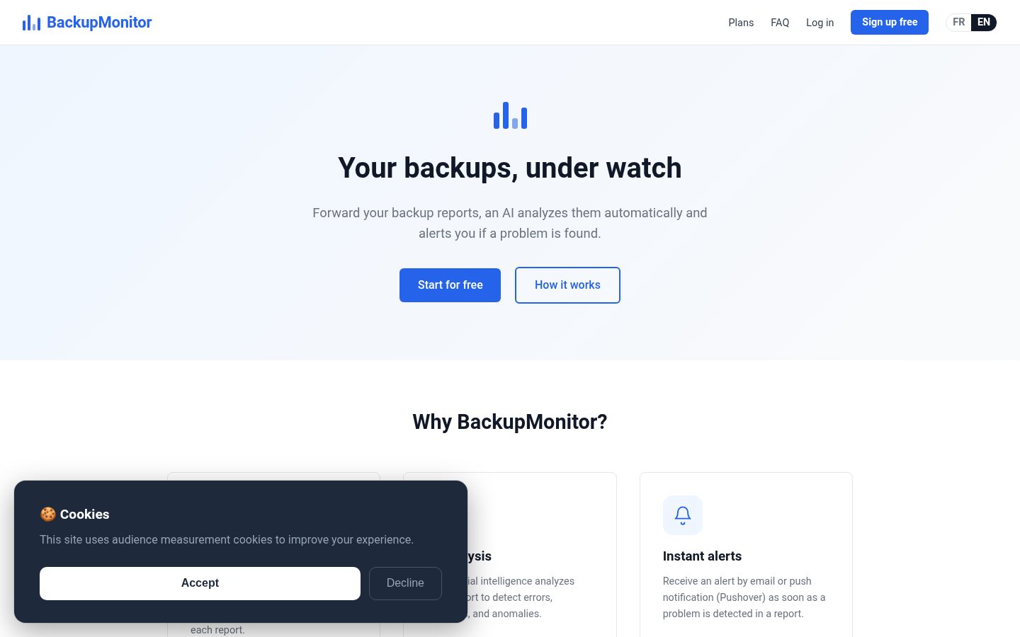 BackupMonitor.cloud Homepage