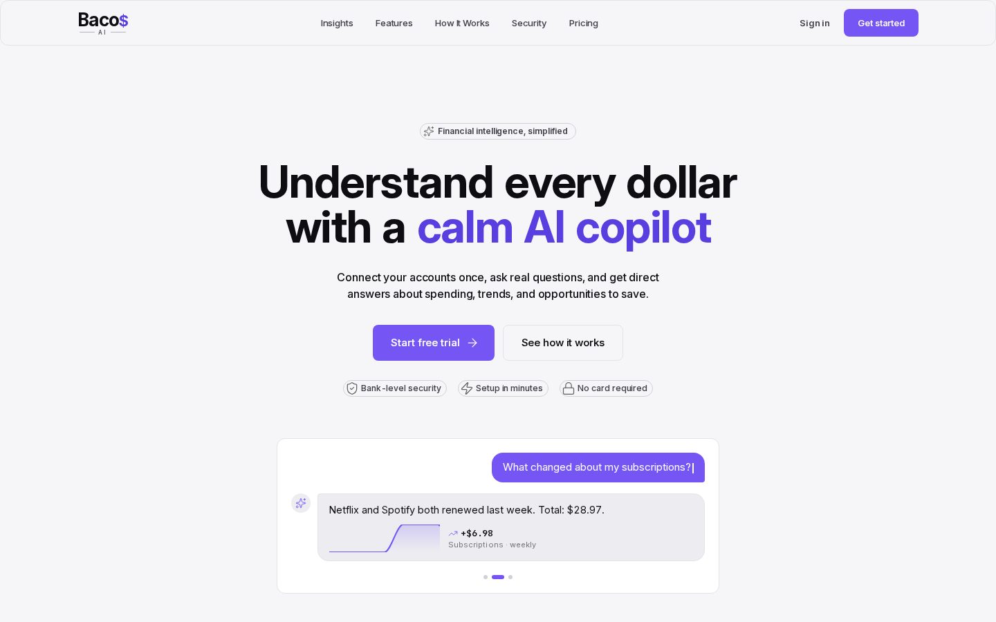 Bacos AI Homepage