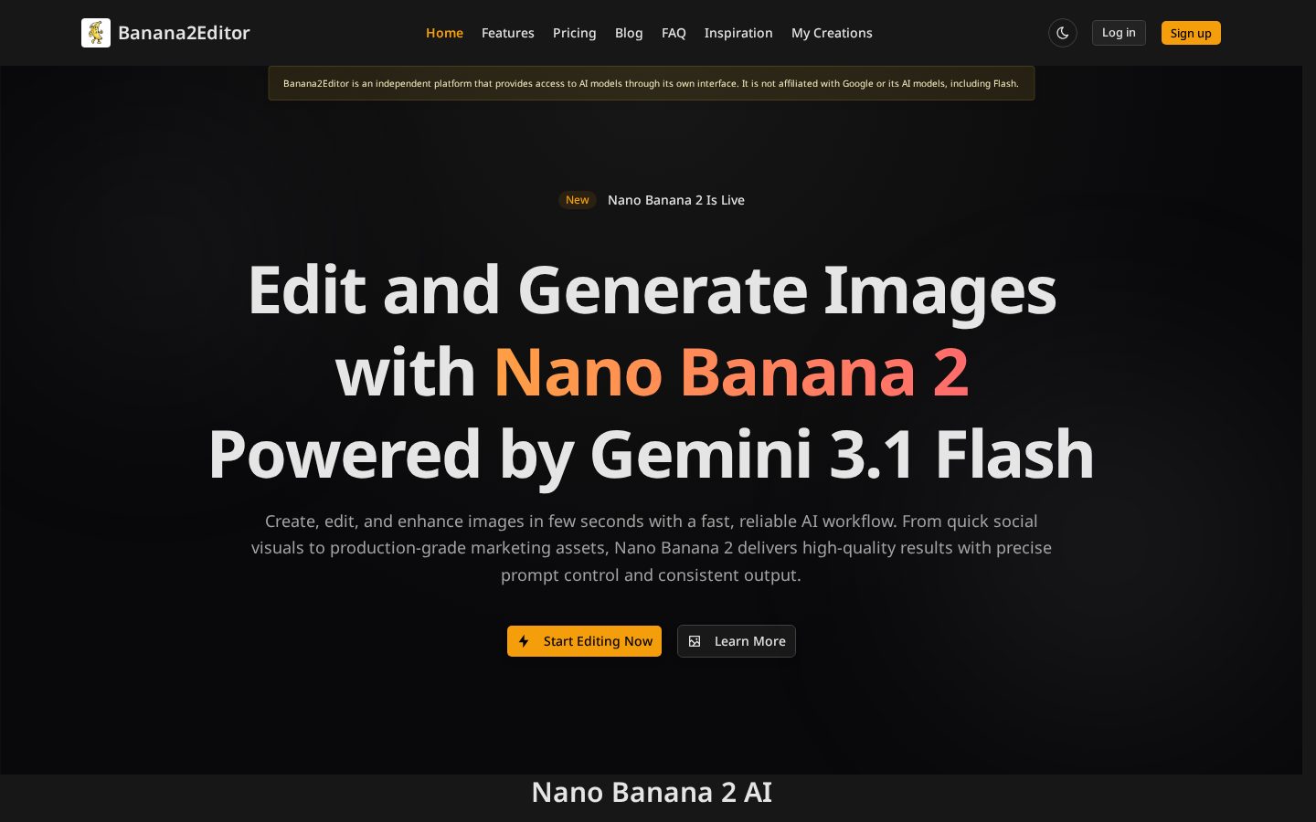 Banana 2 Editor Homepage