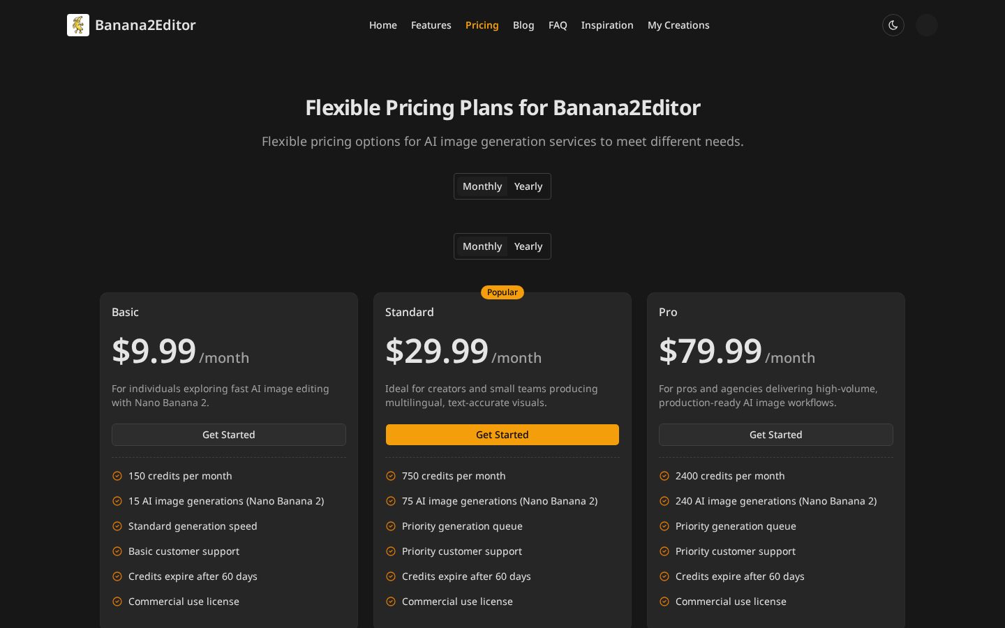 Banana 2 Editor Pricing