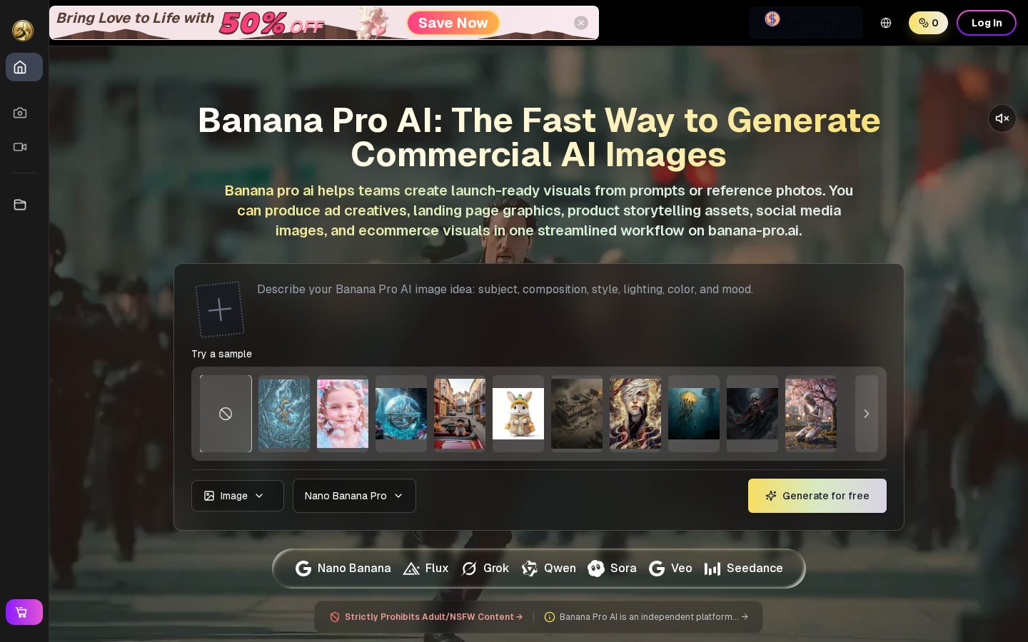 Banana Pro AI Image Generator Homepage
