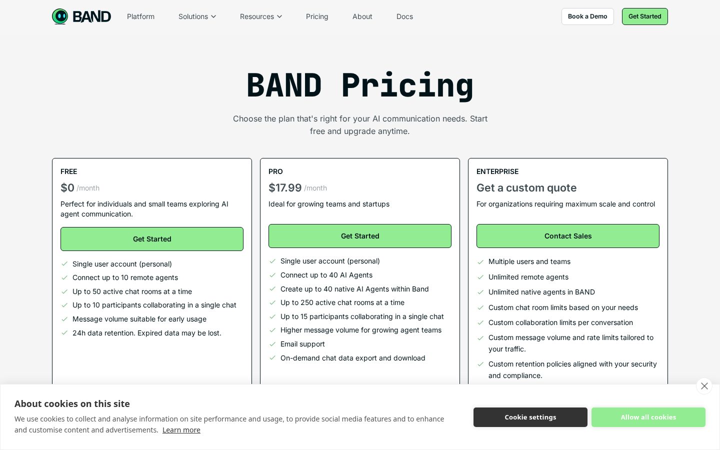 BAND Pricing