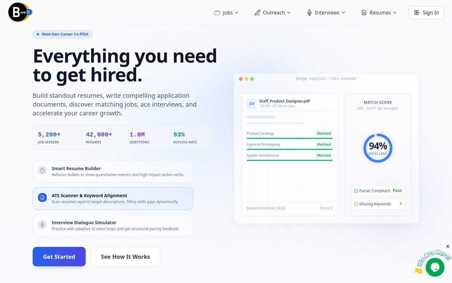 Bange.io Homepage