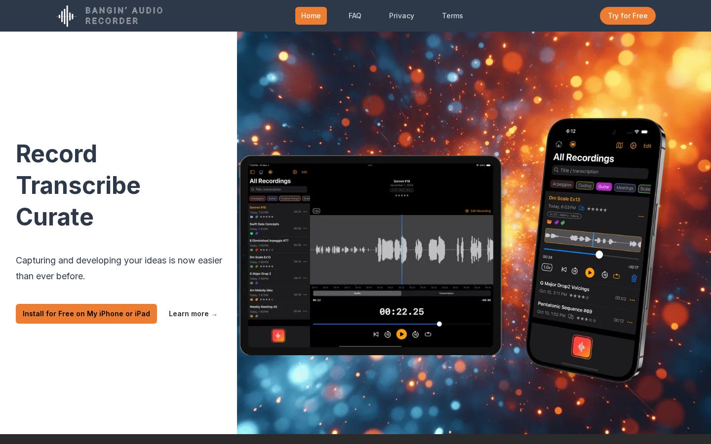 Bangin' Audio Recorder Homepage