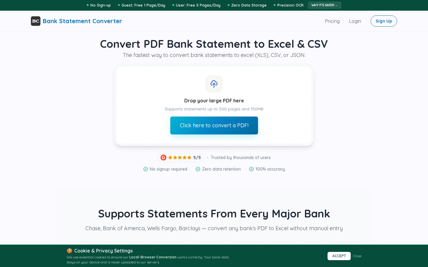 Bank Statement Converter AI Homepage