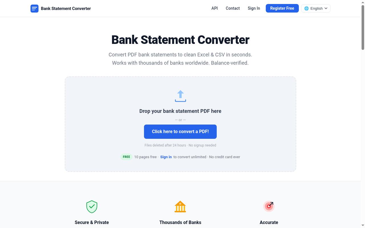 Bank Statement Engine Homepage