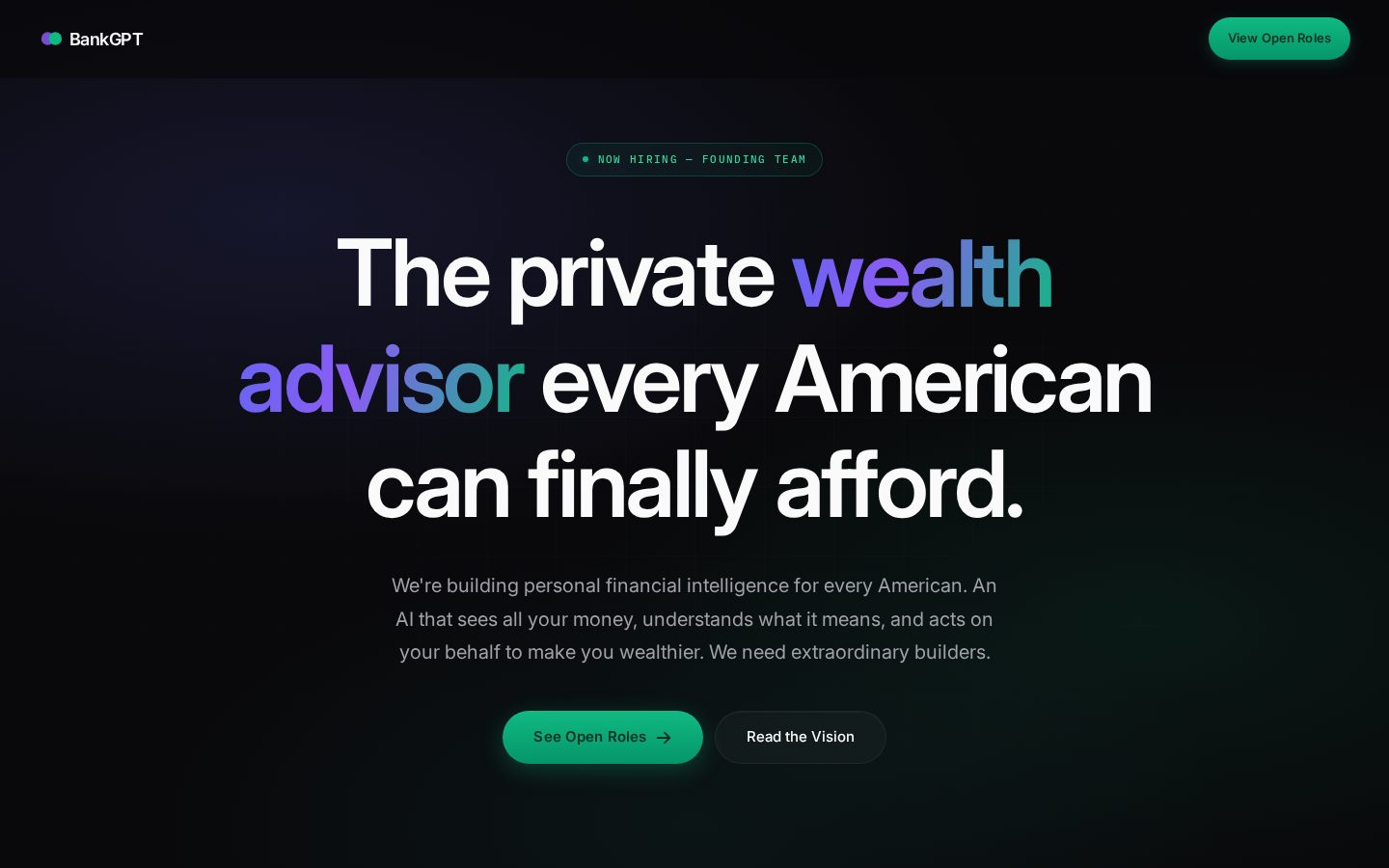 BankGPT Homepage