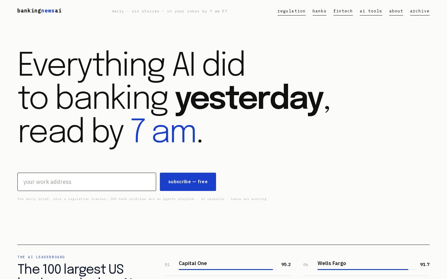 BankingNewsAI Homepage
